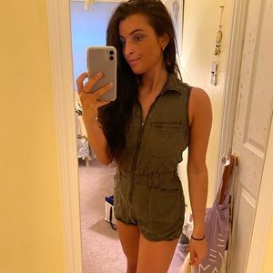 COPY - Abercrombie army green zip up romper